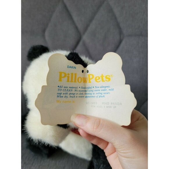 Dakin Vintage Ping Panda White Black Bear Bow Tie Stuffed Plush Toy Animal 1983 - Picture 9 of 11